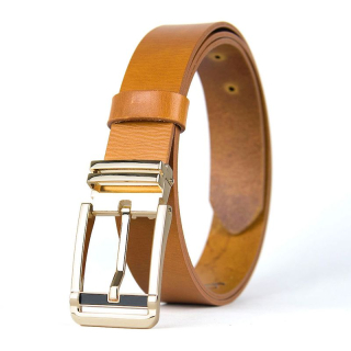 Kožený opasok IRON VEIL, šírka 3,3 cm, Koňakový