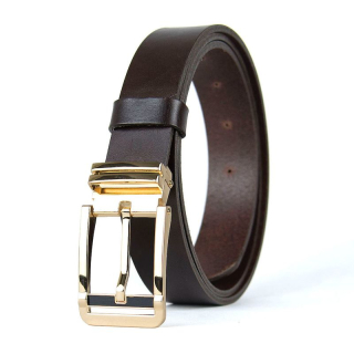 Kožený opasok IRON VEIL, šírka 3,3 cm, Tmavo hnedý