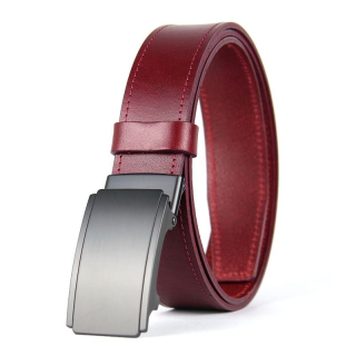 Kožený opasok MIDNIGHT s brzdovou prackou, 3,5 cm, Bordový