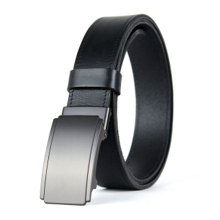 Kožený opasok MIDNIGHT s brzdovou prackou, 3,5 cm, Čierny