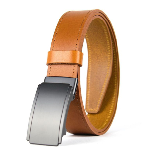 Kožený opasok MIDNIGHT s brzdovou prackou, 3,5 cm, Koňakový