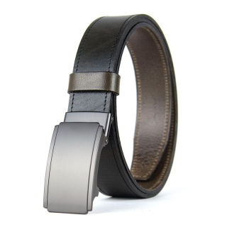 Kožený opasok MIDNIGHT s brzdovou prackou, 3,5 cm, Olivový