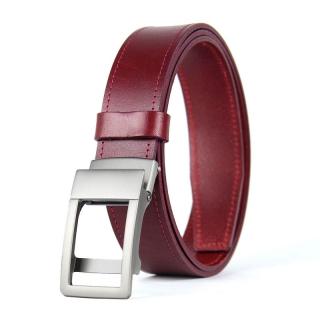 Kožený opasok NICKEL AXIS s brzdovou prackou, 3,5 cm, Bordový