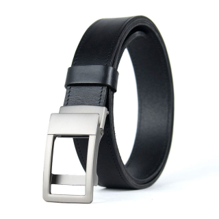 Kožený opasok NICKEL AXIS s brzdovou prackou, 3,5 cm, Čierny