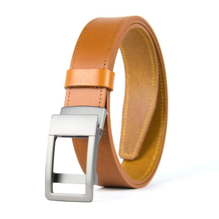 Kožený opasok NICKEL AXIS s brzdovou prackou, 3,5 cm, Koňakový