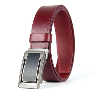 Kožený opasok NICKEL CORE s brzdovou prackou, 3,5 cm, Bordový