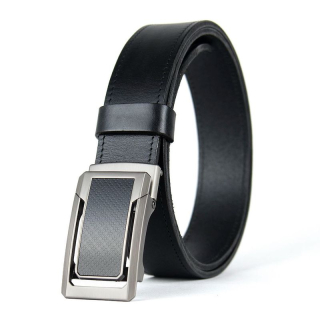 Kožený opasok NICKEL CORE s brzdovou prackou, 3,5 cm, Čierny