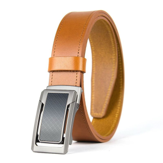 Kožený opasok NICKEL CORE s brzdovou prackou, 3,5 cm, Koňakový