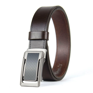Kožený opasok NICKEL CORE s brzdovou prackou, 3,5 cm, Tmavo hnedý