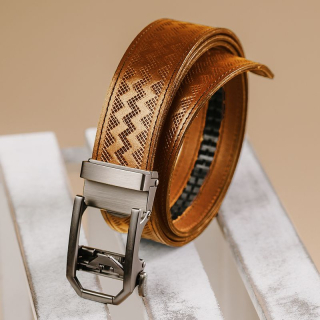 Kožený opasok NICKEL GAP koňakový, automatická pracka, limitovaná edícia