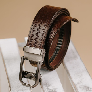 Kožený opasok NICKEL GAP tmavo hnedý, automatická pracka, limitovaná edícia