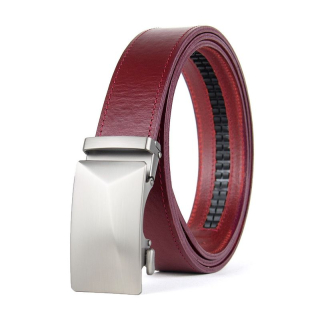 Kožený opasok NICKEL XYRON 3,5 cm, automatická pracka, Bordový
