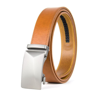 Kožený opasok NICKEL XYRON 3,5 cm, automatická pracka, Koňakový
