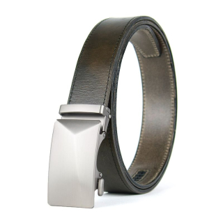 Kožený opasok NICKEL XYRON 3,5 cm, automatická pracka, Olivový