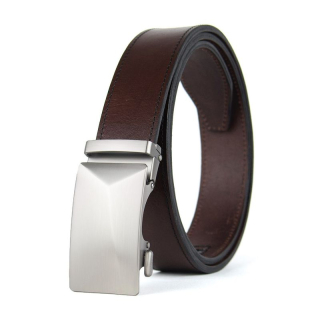 Kožený opasok NICKEL XYRON 3,5 cm, automatická pracka, Tmavo hnedý