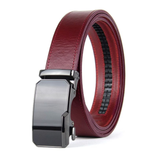 Kožený opasok NOBLEFORCE 3,5 cm, automatická pracka, Bordový