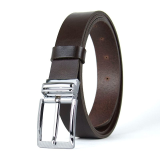 Kožený opasok OBSIDIAN, šírka 3,3 cm, Tmavo hnedý