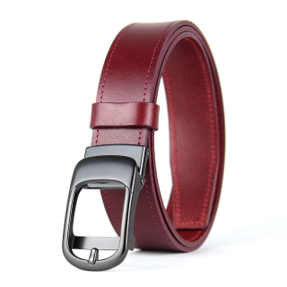 Kožený opasok PEARL FLOW 3,5 cm, brzdová pracka bez dierok, Bordový