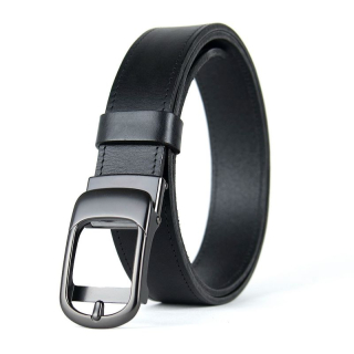 Kožený opasok PEARL FLOW 3,5 cm, brzdová pracka bez dierok, Čierny