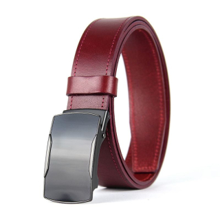 Opasok z pravej kože s brzdovou prackou PHANTOM, 3,5 cm, Bordový