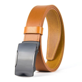 Opasok z pravej kože s brzdovou prackou PHANTOM, 3,5 cm, Koňakový