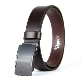 Opasok z pravej kože s brzdovou prackou PHANTOM, 3,5 cm, Tmavo hnedý