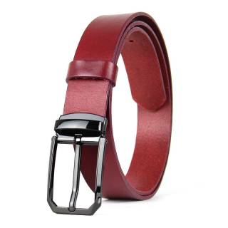 Kožený opasok PLATINUM, šírka 3,3 cm, Bordový