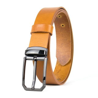 Kožený opasok PLATINUM, šírka 3,3 cm, Koňakový