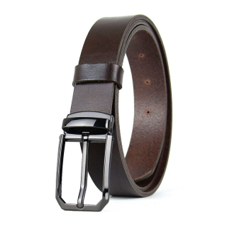 Kožený opasok PLATINUM, šírka 3,3 cm, Tmavo hnedý