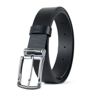 Kožený opasok SILVERLINE, šírka 3,3 cm, Čierny