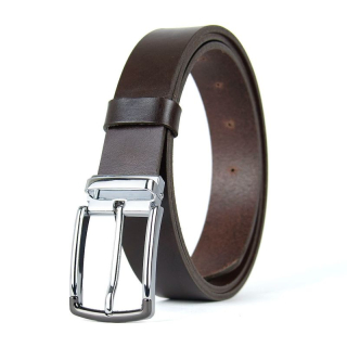 Kožený opasok SILVERLINE, šírka 3,3 cm, Tmavo hnedý