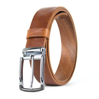 Kožený opasok s dezénom SILVERLINE, šírka 3,3 cm, hnedý