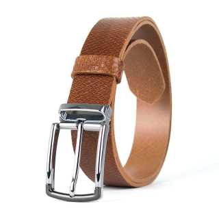 Kožený opasok s dezénom SILVERLINE SNAKE, šírka 3,3 cm, hnedý