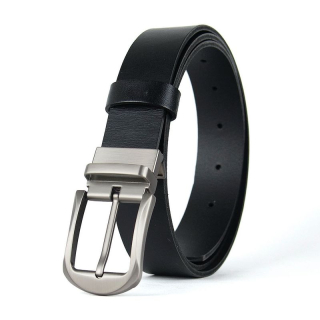 Kožený opasok STEEL NOVA, šírka 3,3 cm, Čierny