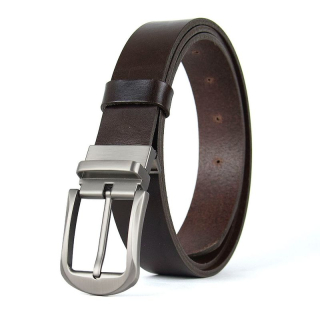 Kožený opasok STEEL NOVA, šírka 3,3 cm, Tmavo hnedý