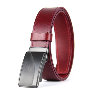 Opasok z pravej kože s brzdovou prackou TITAN CURVE, 3,5 cm, Bordový