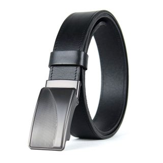 Opasok z pravej kože s brzdovou prackou TITAN CURVE, 3,5 cm, Čierny