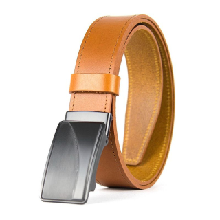 Opasok z pravej kože s brzdovou prackou TITAN CURVE, 3,5 cm, Koňakový