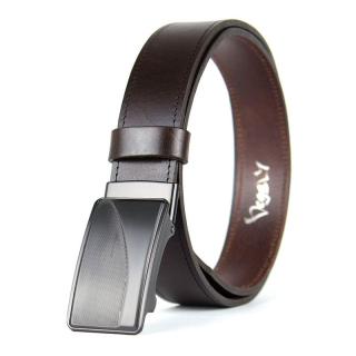 Opasok z pravej kože s brzdovou prackou TITAN CURVE, 3,5 cm, Tmavo hnedý