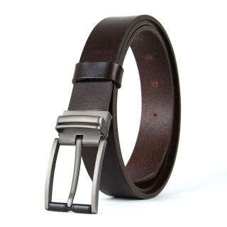 Kožený opasok TITAN SHADOW, šírka 3,3 cm, Tmavo hnedý