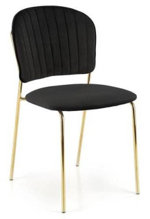 Elegantná jedálenská stolička, zlatá, čierna zamatová látka
