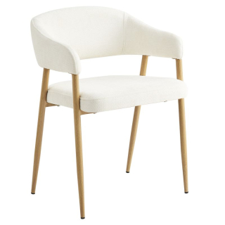 Dizajnové jedálenské kreslo krémové s kovovými nohami v dekore buk