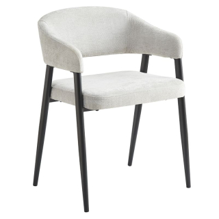 Dizajnové jedálenské kreslo svetlosivá látka s čiernymi kovovými nohami