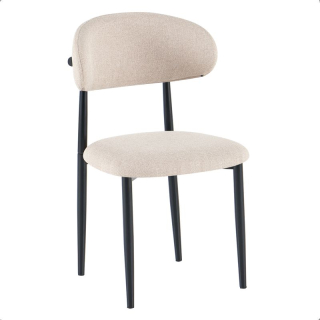 Jedálenská stolička béžová látka, s čiernymi kovovými nohami