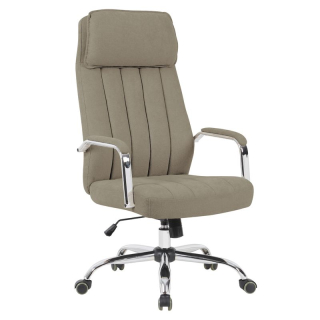 Kancelárske kreslo, béžová látka s chrómovou konštrukciou