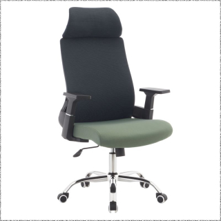 Kancelárske kreslo zelené s tmavosivou sieťovinou a chrómovou podstavou