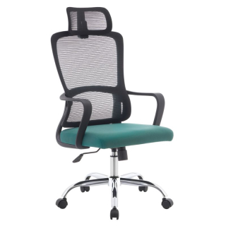 Kancelárske kreslo, zelené s čiernou sieťovinou a chrómovou podstavou