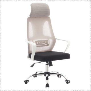 Kancelárske kreslo, čierne so sivou sieťovinou a bielymi detailmi