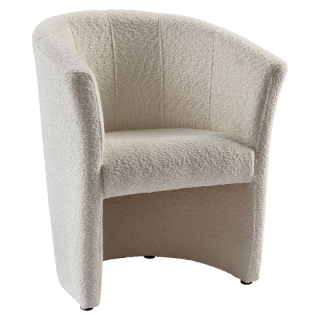 Moderné klubové kreslo, smotanové v látke Coral Boucle