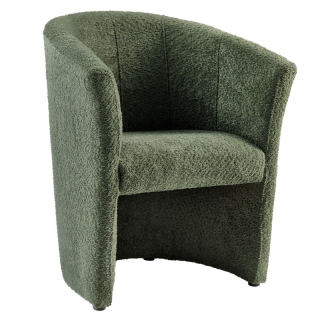 Moderné klubové kreslo, zelené v látke Coral Boucle